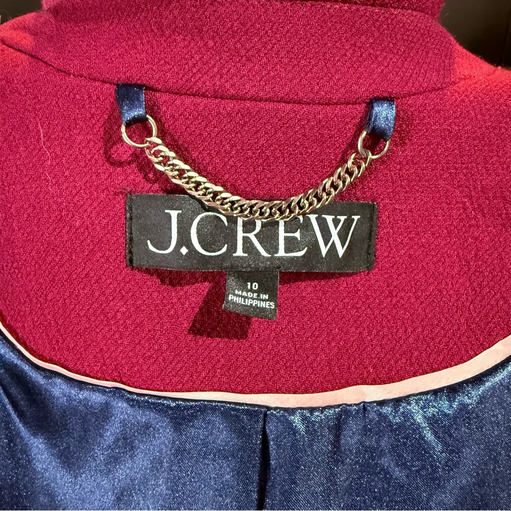 J.Crew Raspberry Wool Blend Coat – Size 10 - Picture 2 of 10
